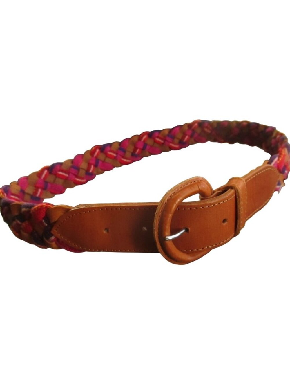 Medium True Vintage Belt Guatemala 70's Southwestern Woven Elastic Leather Braid